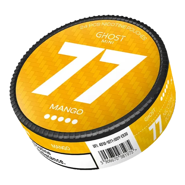77 Ghost Mini Mango Extra Strong 20mg nicotine pouch can