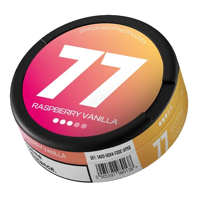 77 Raspberry Vanilla 10.4mg nicotine pouch can