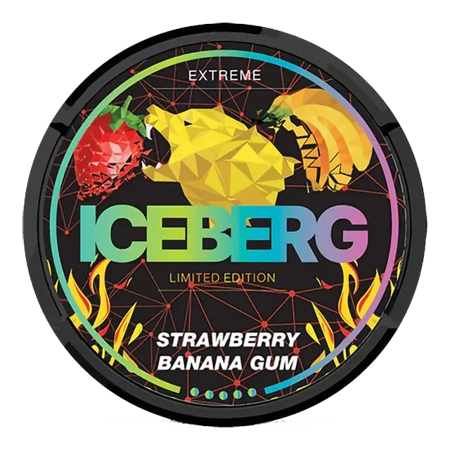Iceberg Extreme Strawberry Banana Gum 50mg nicotine pouch can
