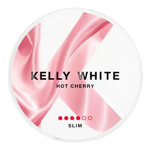 Kelly White Hot Cherry Slim Strong 8mg nicotine pouch can