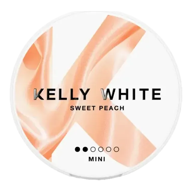 Kelly White Sweet Peach Mini 4mg nicotine pouch can