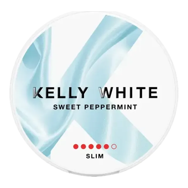 Kelly White Sweet Peppermint Slim Extra Strong 10mg nicotine pouch can