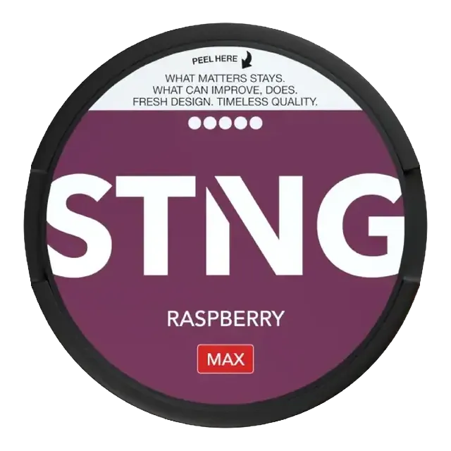 STNG Raspberry MAX 9.2mg nicotine pouch can