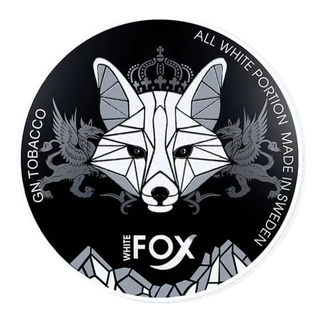 White Fox Black nicotine pouch can