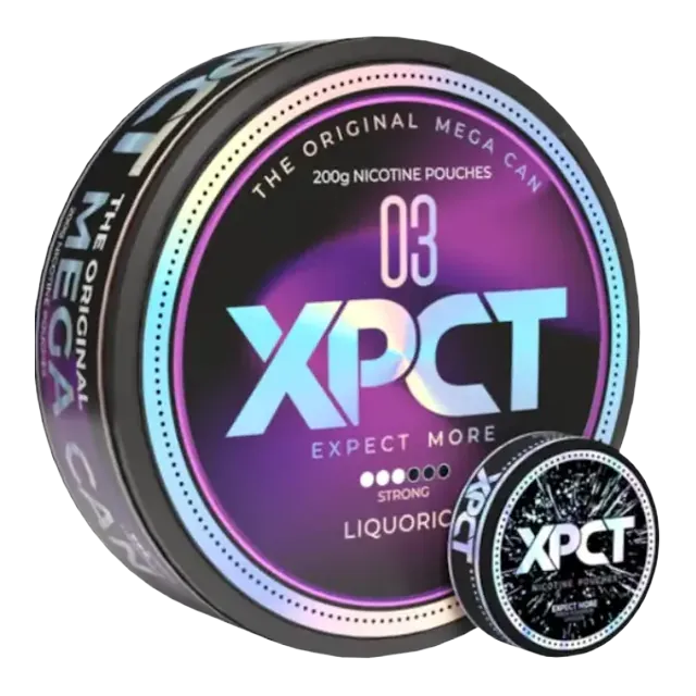 XPCT Black Mega Liquorice 8.4mg nicotine pouch can
