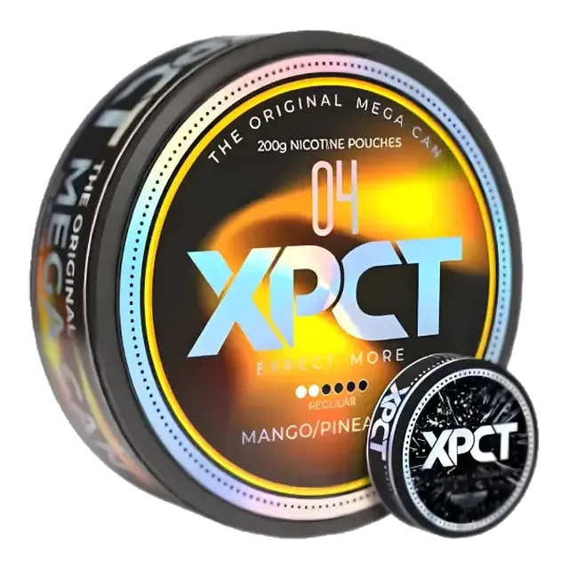 XPCT Black Mega Mango Pineapple 6.5mg nicotine pouch can
