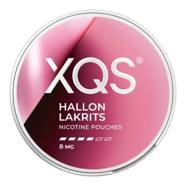 XQS Hallon Lakrits Slim Strong 8mg nicotine pouch can