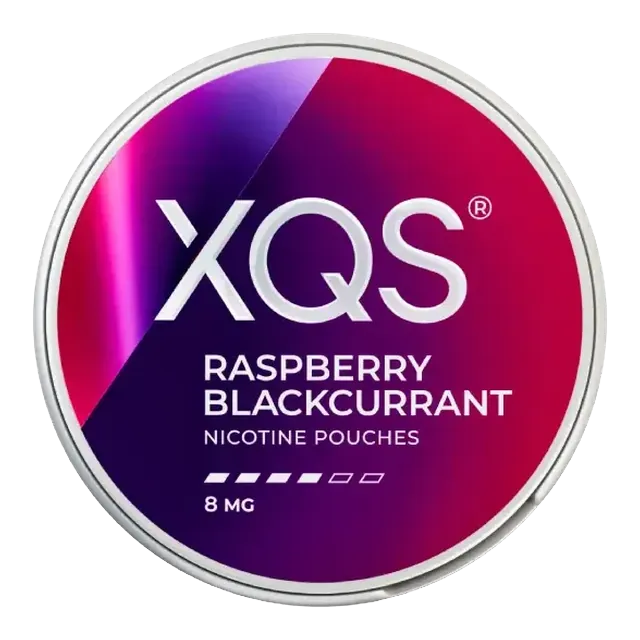 XQS Raspberry Blackcurrant Slim Strong 8mg nicotine pouch can