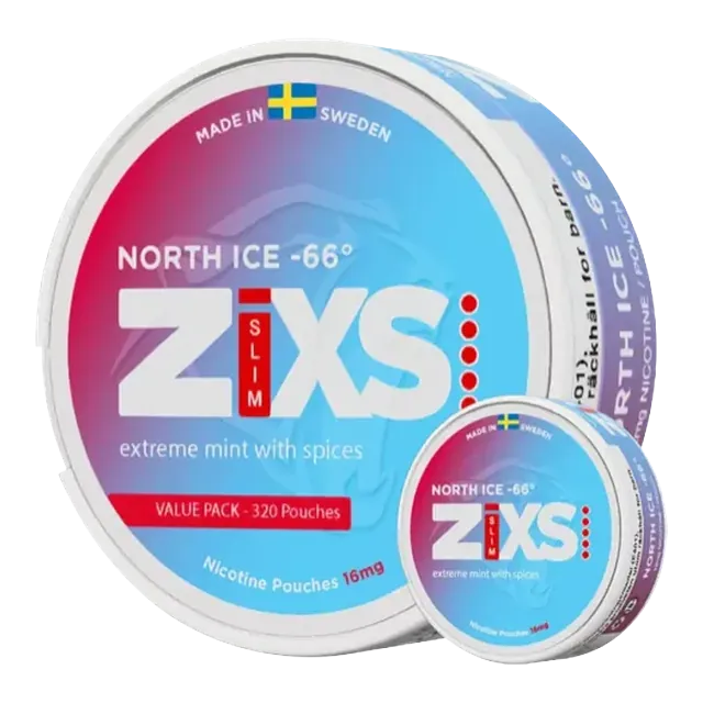 Zixs North Ice -66 Mega Can 12mg nicotine pouch can