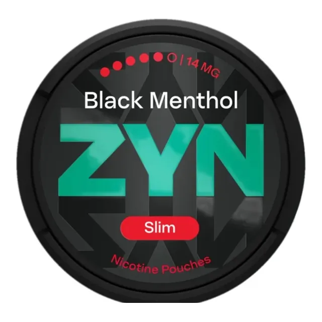 ZYN Black Menthol Slim 14mg nicotine pouch can